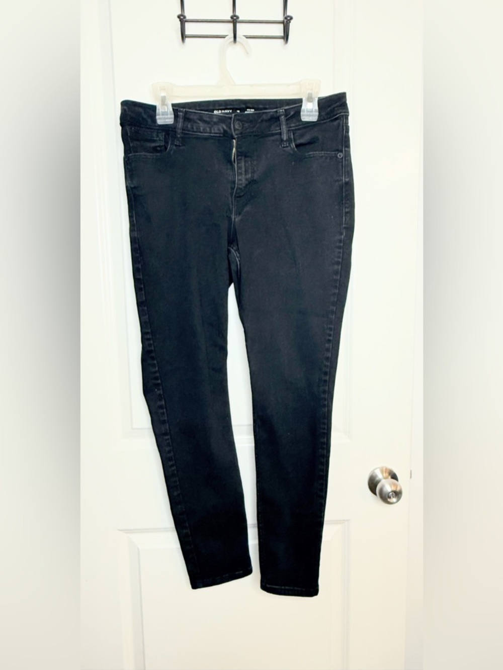 Old Navy Rockstar Super Skinny Jeans Womens 12 Black Denim Cotton High Rise